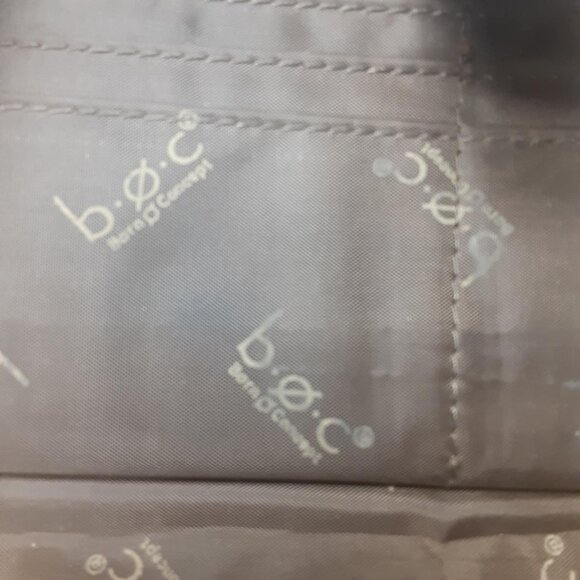 BOC Wallet Faux Leather olive green White Stitch Trim Silver Metal Logo Accent - Picture 11 of 11